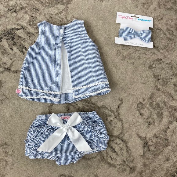Ruffle Butts Ric Rac Swing Top and Bloomer Set with matching Woven Headband - Picture 4 of 13